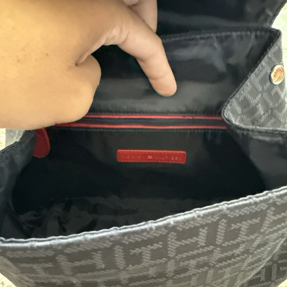 Tommy Hilfiger Joy II Flap Backpack - Black Tonal Monogram Jacquard NWOT
